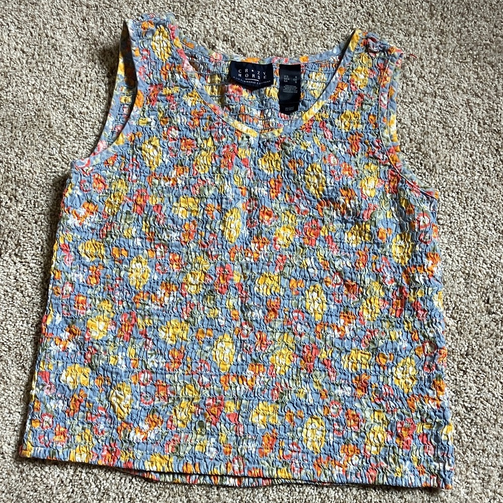 Crazy Horse Smocked Multicolor Sleeveless Top